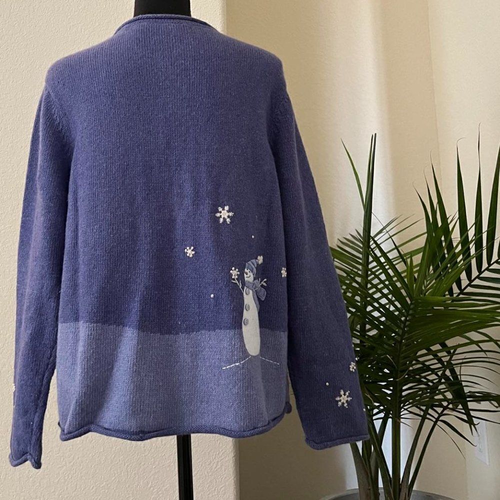 CROFF & BARROW Women's Vintage Purple Christmas Sweater with Buttons size PL - Picture 2 of 10